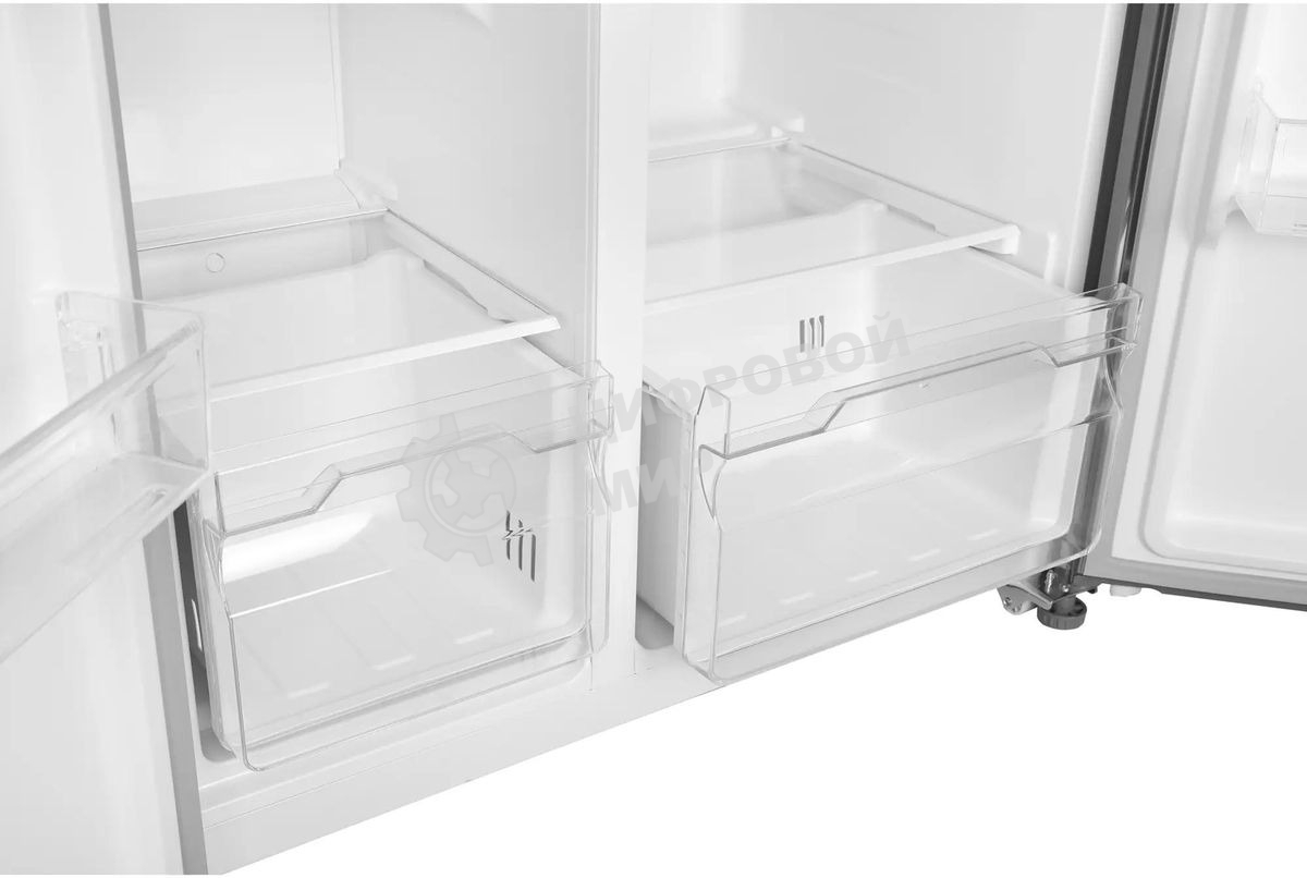 Холодильник Hyundai CS55023F нержавеющая сталь двухкамерный 347/185 л морозилка слева, No Frost, Side by Side