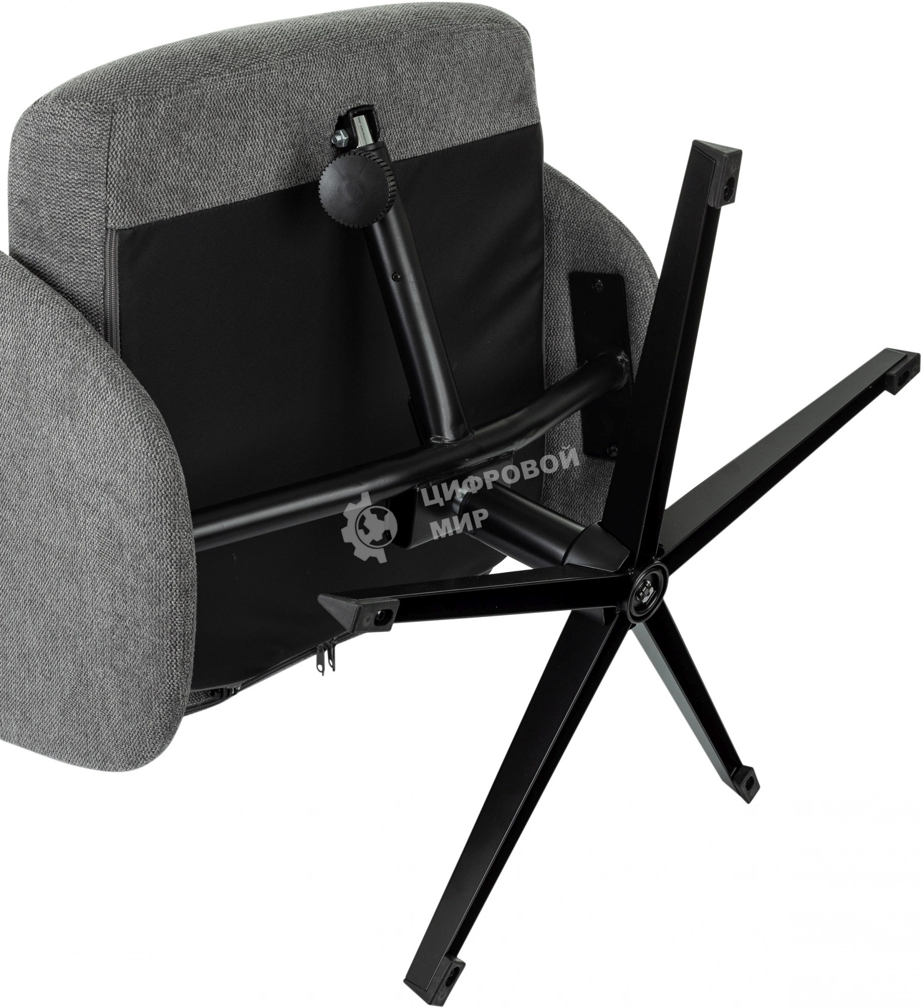 Кресло для дома Бюрократ Baron с пуфом серый, металл черный крестов. (BARON/GREY)