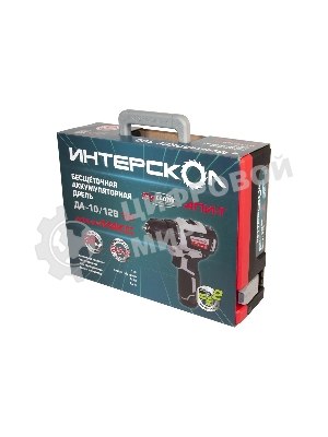 Дрель-шуруповерт ИНТЕРСКОЛ ДА-10/12В 38, 12 В, 2,5 Ач, 38 Нм, бесщеточный