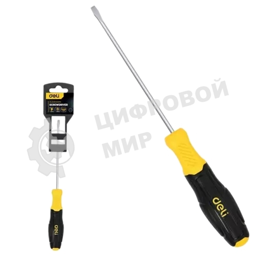 Отвертка шлицевая Deli DL6383001N 8х300мм сталь Cr-V, двухкомпонентная прорезиненная рукоять