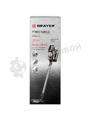Пылесос вертикальный BRAYER BR4265 серый, питание от аккумулятора, 320 Вт, уборка сухая, пылесборник 0.5 л
