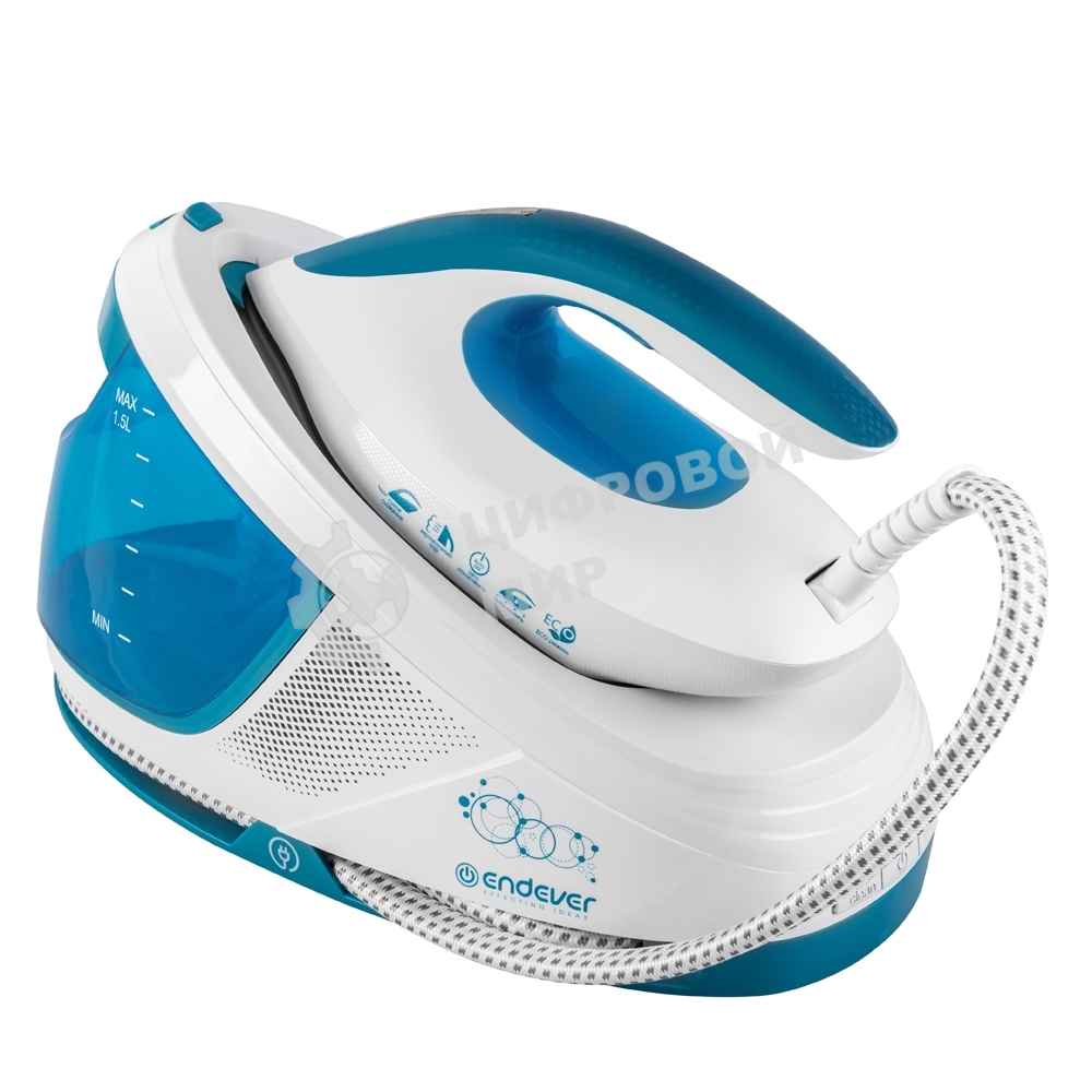 Парогенератор электрический ENDEVER Delta-450, белый/голубой, мощность 2800 Вт, подача пара 150 г/мин, макс. пар удар до 400 г/мин, 2 шт/уп
