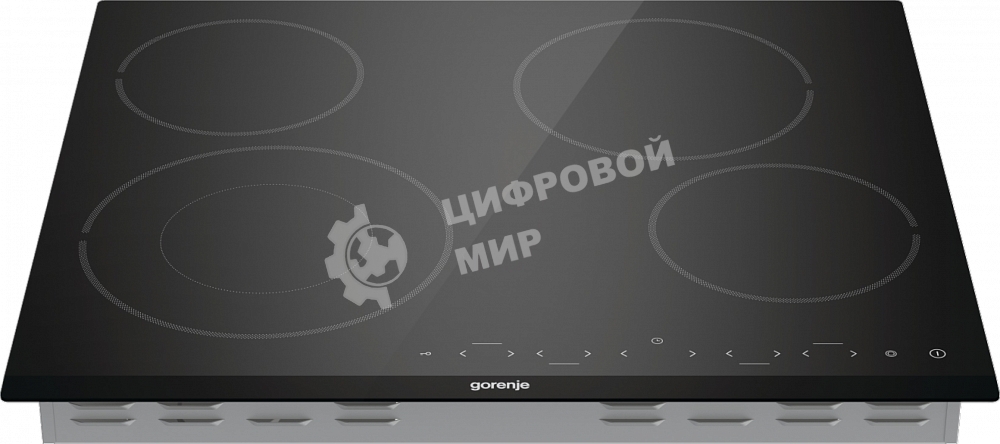 Варочная панель Gorenje ECT642BCSCE, 59 см, Hi-Light, 4 конфорки, таймер, сенсорное управление, шлифованный передний край, PowerBoost, дисплей, блокировка от детей, черный