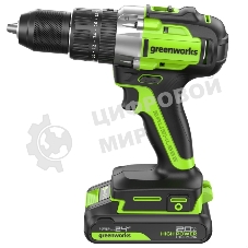 Дрель-шуруповерт аккумуляторная Greenworks GD24DD60 ударная аккумуляторная, 24V, бесщеточная, 30/60Нм,2х2Ач,ЗУ,кор 3704107CUC