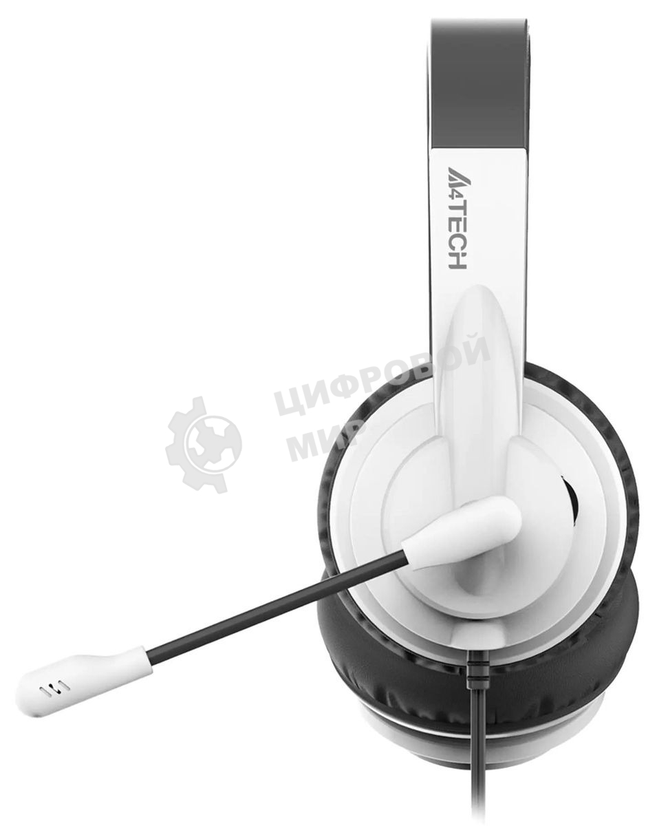 Гарнитура проводная с микрофоном A4Tech HU-10 черный/белый 2м накладные USB оголовье