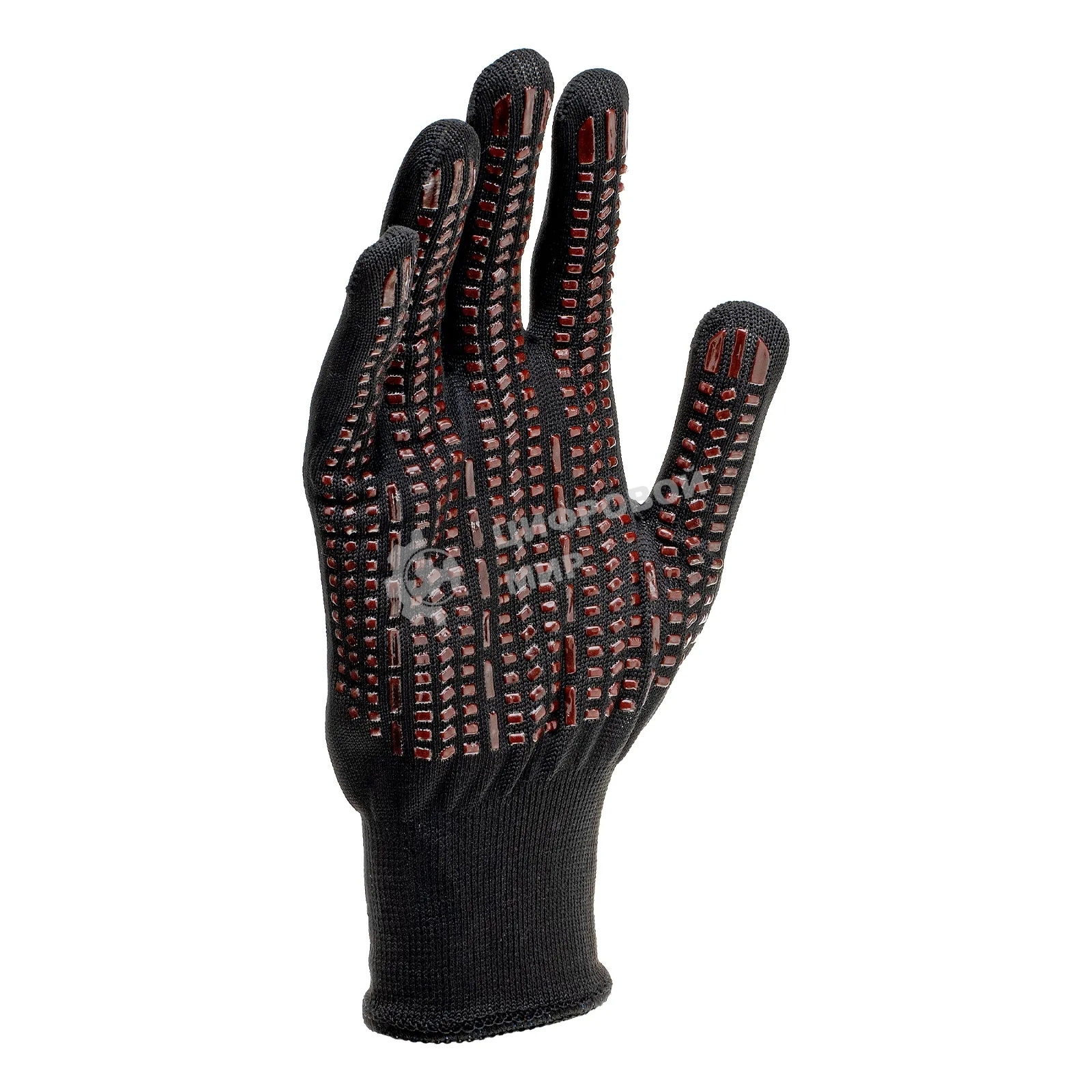 Перчатки трикотажные Сибртех, синтетическая нить, ПВХ-гель точка, черный, L, 13 класс