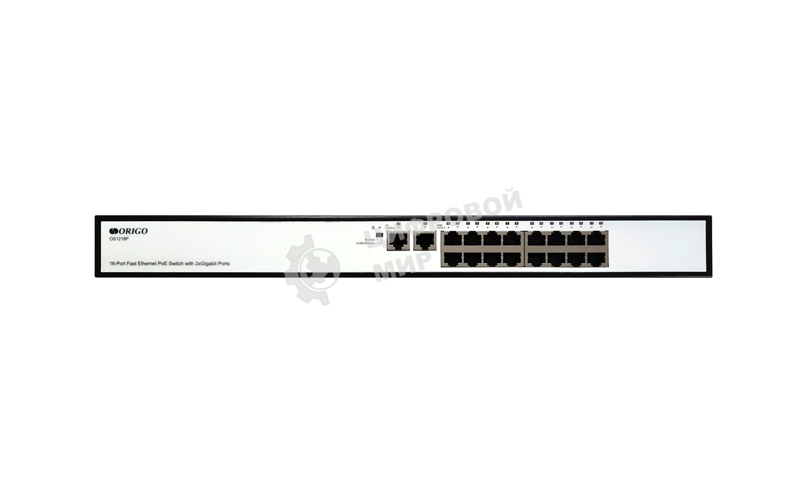 Коммутатор неуправляемый PoEORIGO OS1218P/190W/A1A 16x100Base-TX PoE+, 2x1000Base-T, PoE-бюджет 190 Вт, корпус металл