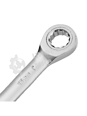 Ключ комбинированный трещоточный Denzel 15 мм, CrV, матовый хром