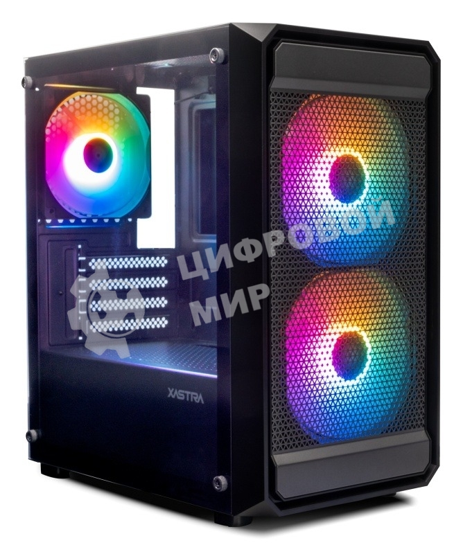 Компьютерный корпус XASTRA A303M 3FRGb Black mATX/Mesh/ tempered glass/2x140мм + 1x120мм FRGb fans/ A303M-2FC14F-1FC12F