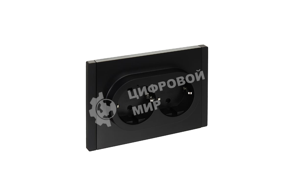 Розетка 2-м СП FORTE&PIANO FP123 16А с заземл. защ. шторки безвинт. крепл. черный IEK FP-R24-16-1-K02