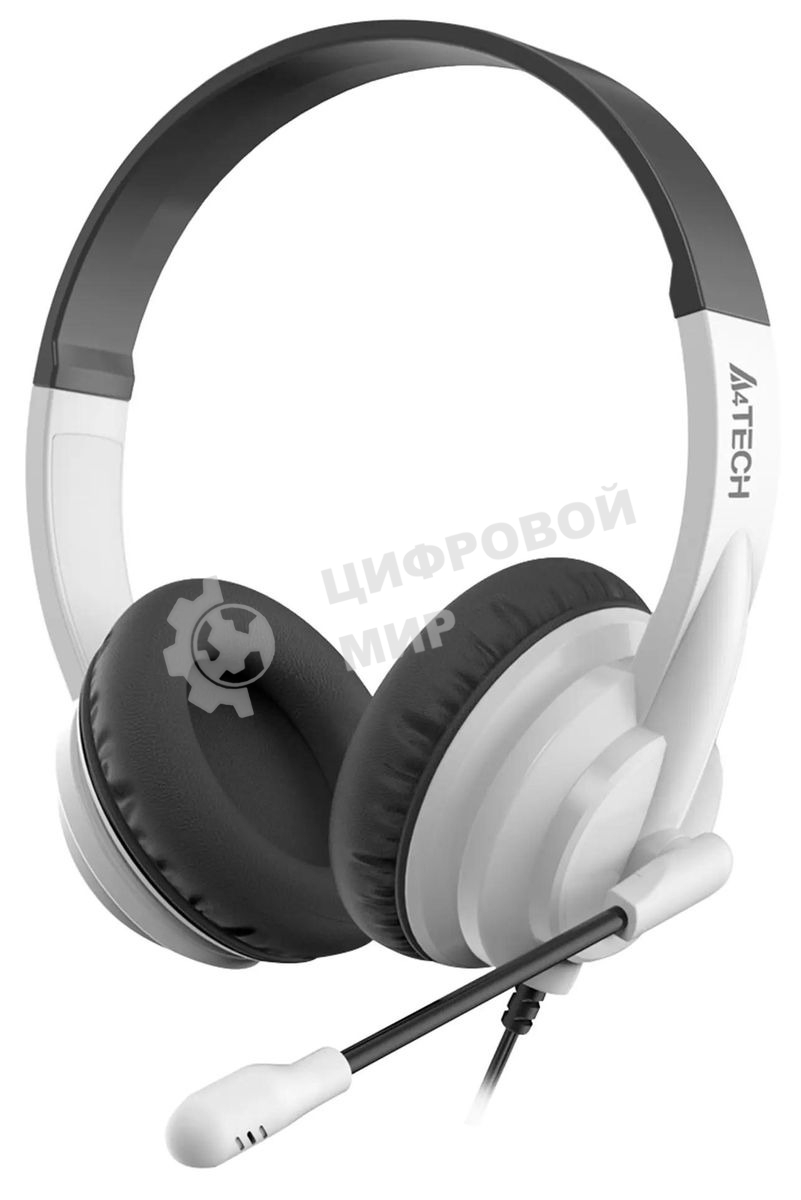 Гарнитура проводная с микрофоном A4Tech HU-10 черный/белый 2м накладные USB оголовье