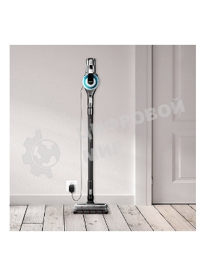 Пылесос вертикальный Redmond RV-UR380 серый/голубой, питание от аккумулятора, 300 Вт, уборка сухая, пылесборник 0,55 л