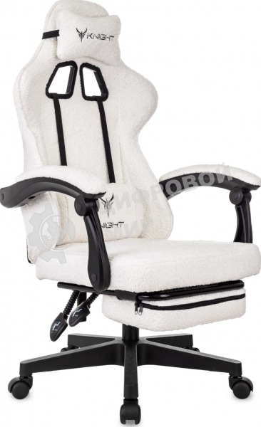 Кресло Knight Lord/F Camby 01 молочный, ткань, подголовник, подставка для ног