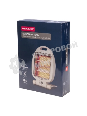 Обогреватель инфракрасный Rexant белый, кварцевый, 800 Вт, 14 м2, термостат, настольный, со складным основанием