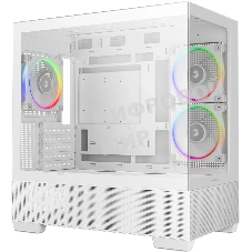 Компьютерный корпус Deepcool CG380 3F WH без БП, боковое окно (панорама), 3x120мм ARGB PWM вентилятора, белый, mATX