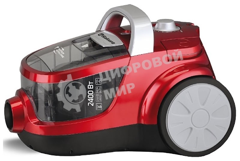 Пылесос Sakura SA-8314R красный металлик, 450/2400 Вт, уборка сухая, пылесборник контейнер, 2 л