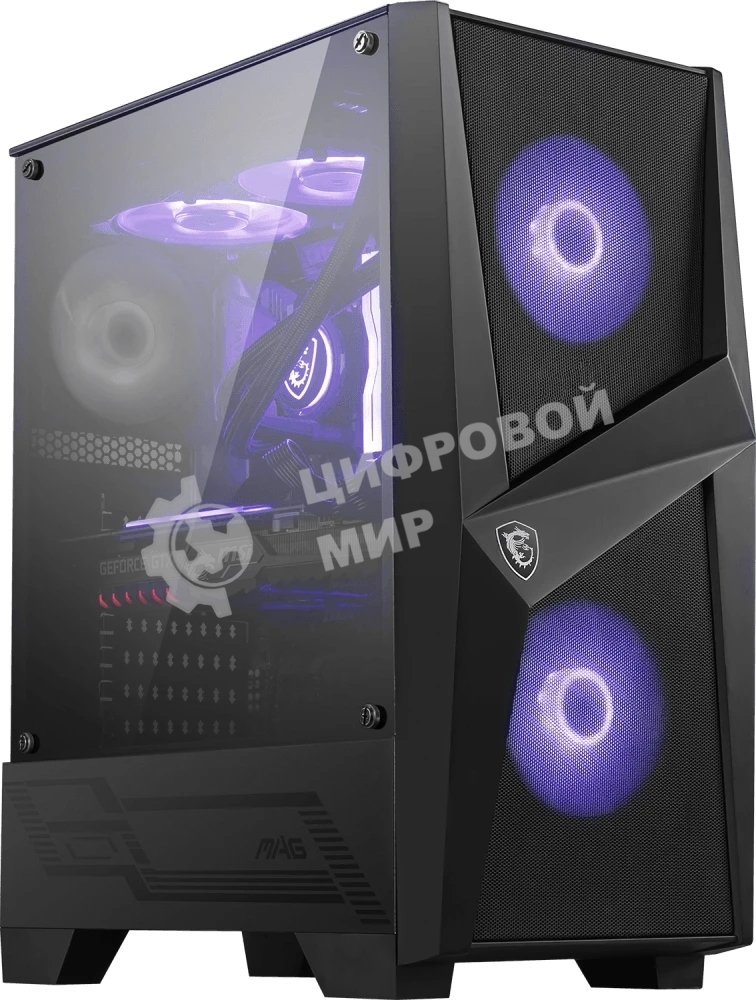 Компьютерный корпус MSI MAG FORGE 100M/mid-tower, ATX, tempered glass side panel/2x RGb 120мм & 1x 120мм fans inc./MAG FORGE 100M
