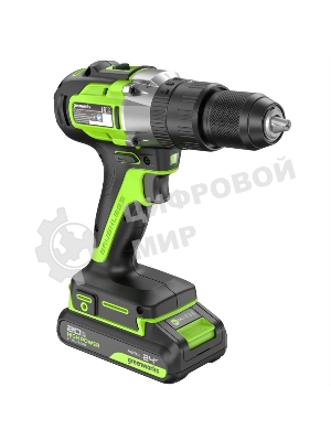 Дрель-шуруповерт аккумуляторная Greenworks GD24DD60 ударная аккумуляторная, 24V, бесщеточная, 30/60Нм,2х2Ач,ЗУ,кор 3704107CUC