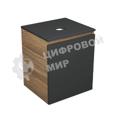 Тумба Bau Dream Blackwood 50 графит, раковина BAU Nimb 51х41 белая, выпуск клик клак черный