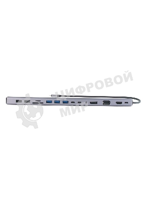 Адаптер VCOM TypeC -->3*USB3.0+2*USB2.0+VGA+RJ45+SD+TF+AUD+HDMI+DP+2*USB3.1 Data+PD