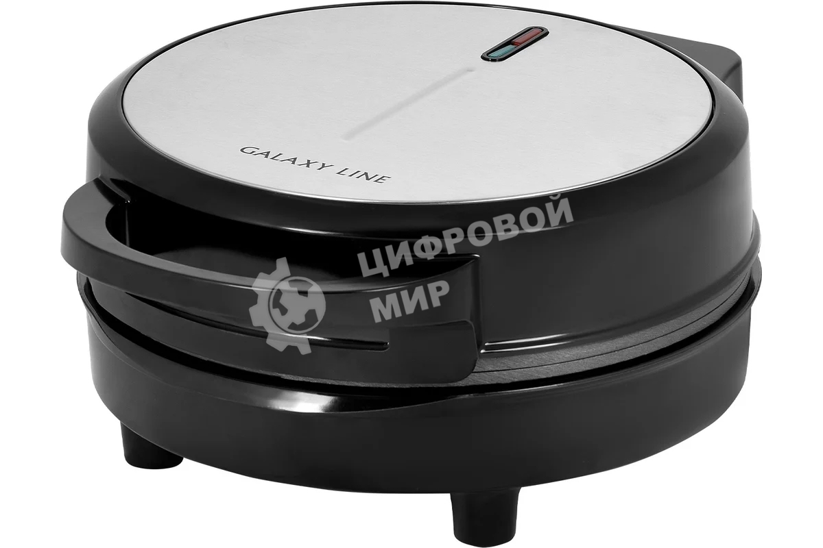 Вафельница Galaxy Line GL 2987, черный с серебристым, с несъемными пластинами, 1200 Вт