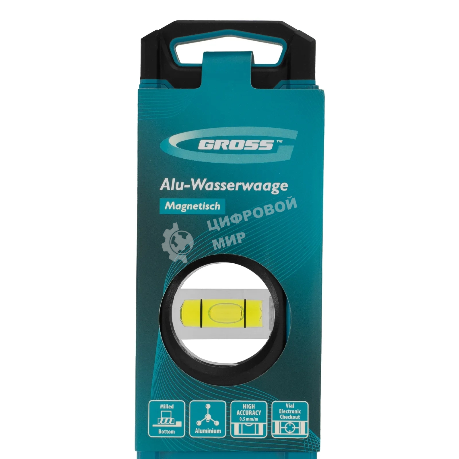 Уровень Gross 33651 алюминиевый, магнит., фрезерованный, 3 глазка, 0,5 мм/м, 600 мм