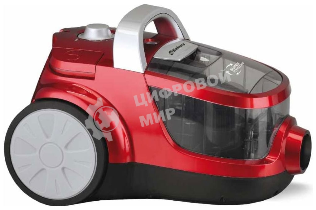 Пылесос Sakura SA-8314R красный металлик, 450/2400 Вт, уборка сухая, пылесборник контейнер, 2 л