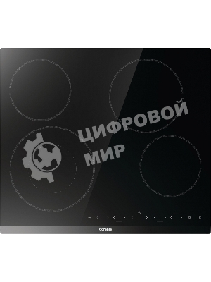 Варочная панель Gorenje ECT642BCSCE, 59 см, Hi-Light, 4 конфорки, таймер, сенсорное управление, шлифованный передний край, PowerBoost, дисплей, блокировка от детей, черный