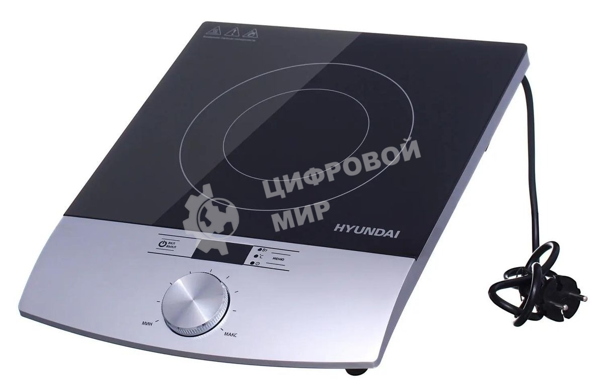 Плита настольная электрическая Hyundai HYC-0102 серебристый/черный стеклокерамика
