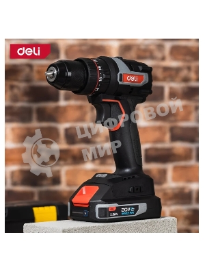 Дрель-шуруповерт Deli DE-CZ20-1, 20 В, 0 Ач, 70 Нм, бесщеточный, ударный