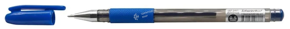 Ручка гелевая Silwerhof Advance (026182-01), d=0.5мм, синие чернила, сменный стержень, линия 0.3мм, резиновая манжета