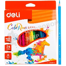 Карандаши цветные Deli ColoRun EC00120 трехгранные пластик 24цв. коробка/европод.