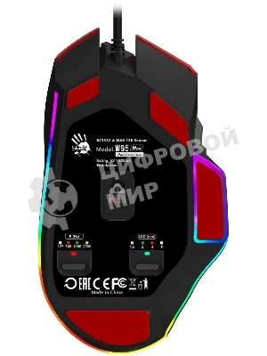 Мышь проводная A4Tech Bloody W95 Max Sports красный/черный оптическая (12000dpi) USB (10but)