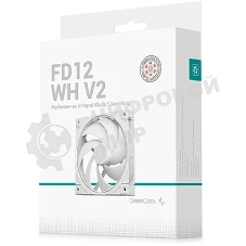 Вентилятор корпусной DeepCool FD12 WH V2 белый, 120 мм, 500-2500 об/мин, 32.32-35.66 дБ, 4 pin PWM, без подсветки