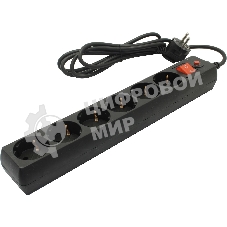 Сетевой фильтр Buro 600SH-16-1.8-B 1.8 м, 6 розеток, черный, коробка