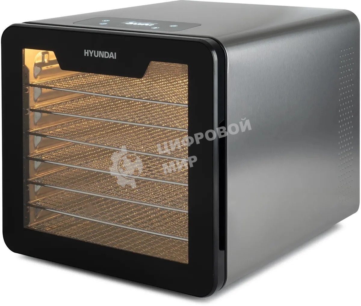 Сушка для фруктов и овощей Hyundai HYFD-8802 14под. 600Вт серебристый