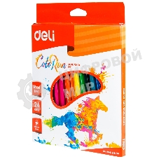 Карандаши цветные Deli ColoRun EC00120 трехгранные пластик 24цв. коробка/европод.