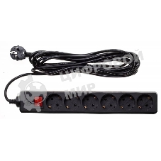Сетевой фильтр Buro 600SH-16-5-B 5 м, 6 розеток, черный, коробка