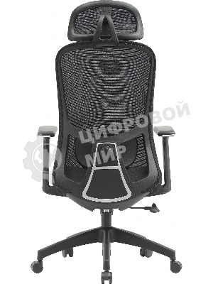 Кресло компьютерное Cactus CS-MC515-BK черный, сиденье черный, сетка/ткань, с подголов. крестов. пластик, пластик черный