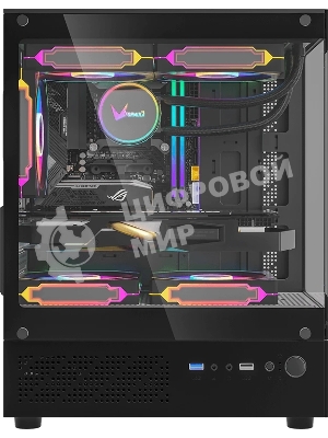 Компьютерный корпус MiniTower AeroCool/Formula Crystal Z1CM PLUS AR black (mATX, без БП, USB Type-A+USB Type-C) (Crystal Z1CM Plus Black AR)