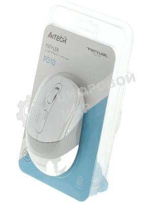 Мышь беспроводная A4Tech Fstyler FG10 белый/серый, 2000 dpi, радиоканал, USB, кнопки - 4