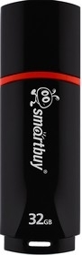 Флешка USB Smartbuy Crown black (SB32GbCRW-K), 32Gb, USB 2.0, R/W 15/5, черный/красный