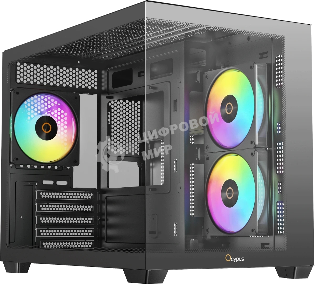 Корпус Ocypus Gamma C54 BK ARGB, Mini-Tower, чёрный, 3 x 120 мм