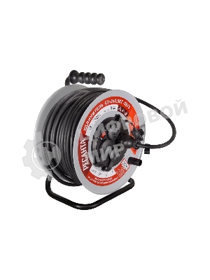 Удлинитель силовой Ресанта СУ-3х2,5КГ-50/3 (61/118/10) 2x1.0 кв.мм 4 розет. 40 м ПВС катушка серый