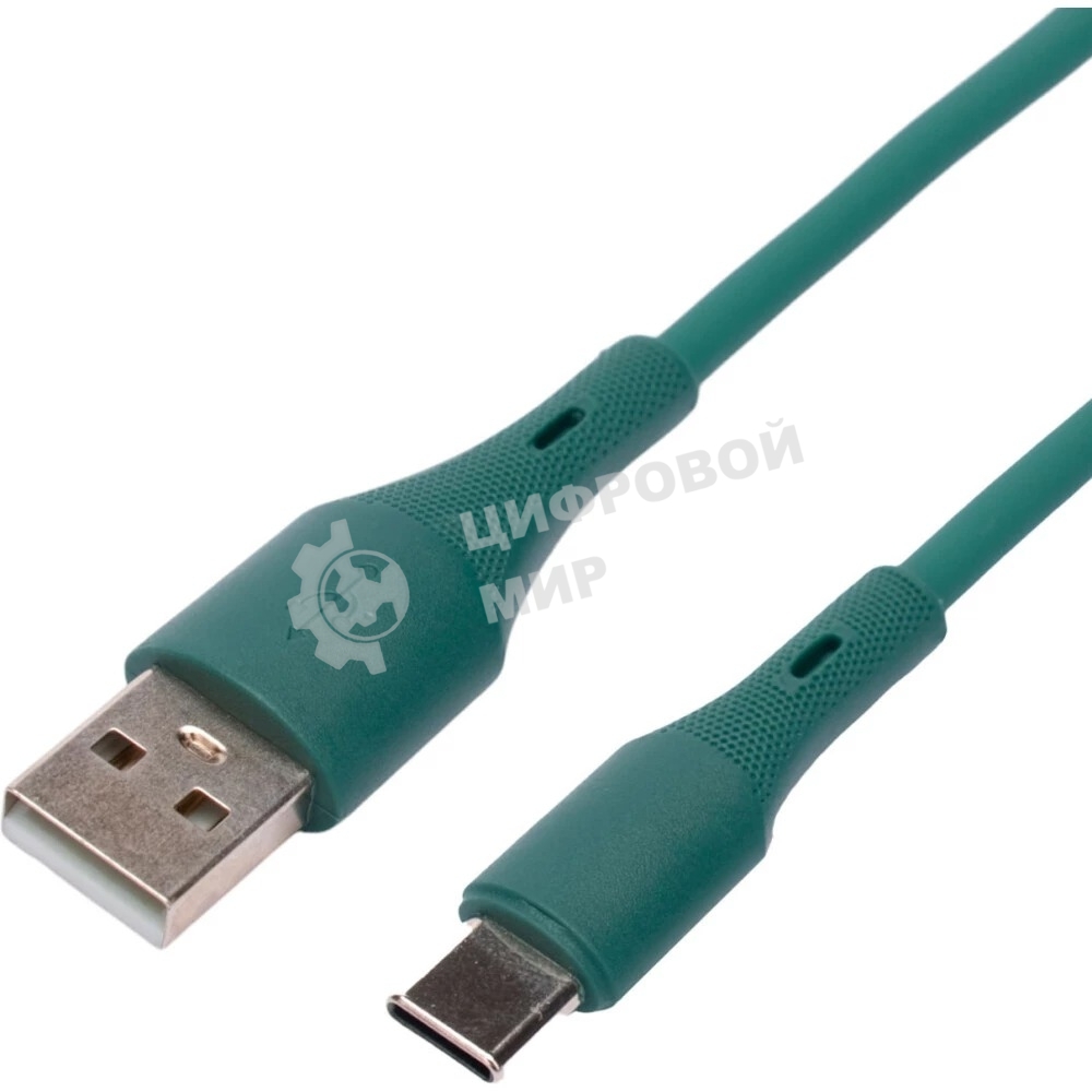 Кабель USB2.0 Cablexpert CC-USB2S-AMCM-1M-GN AM/Type-C, 3А, 18Вт, QC3.0, силиконовый, медь, 1м, зеленый, пакет