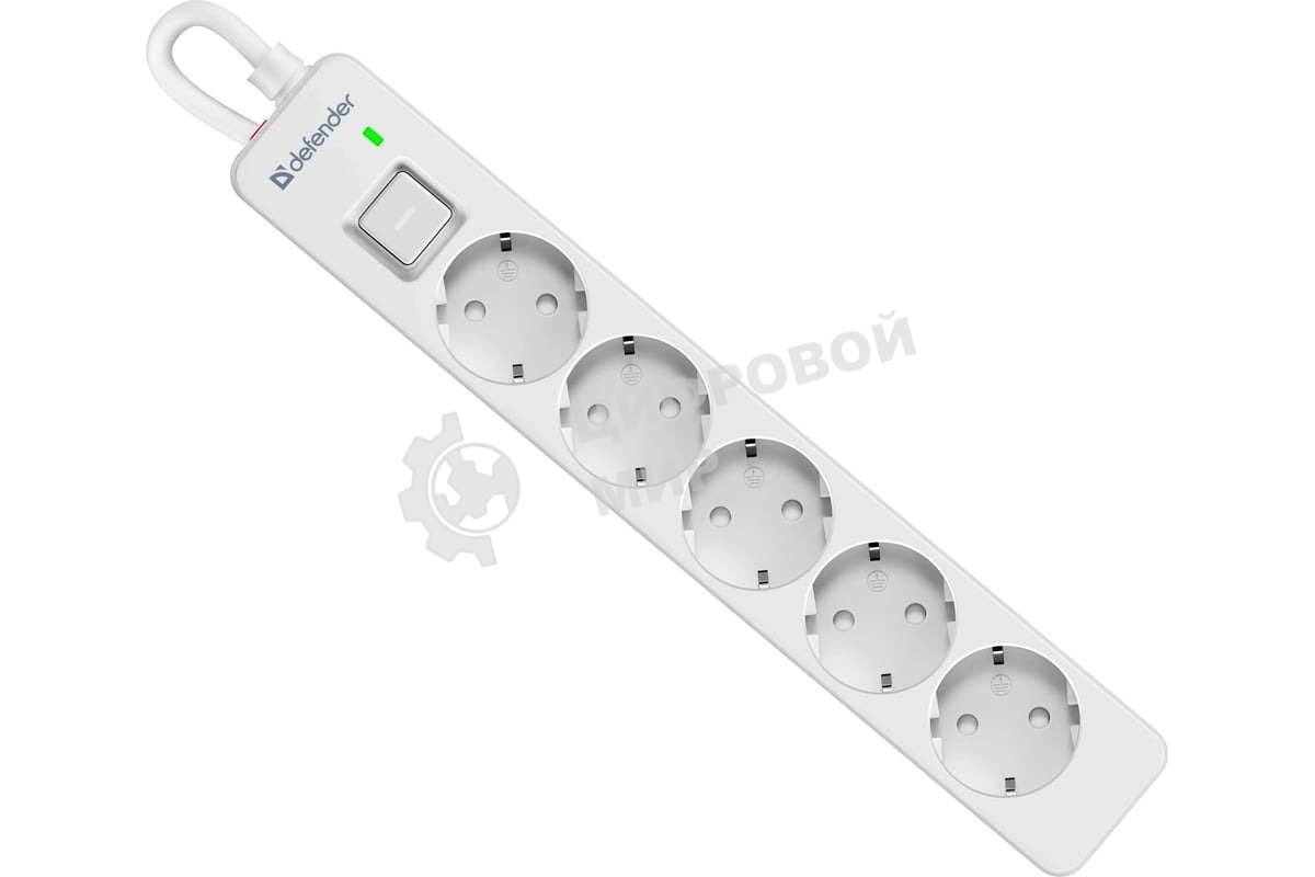 Удлинитель с сетевым фильтром Defender DFS 133, белый, 5 розеток, 3 м.