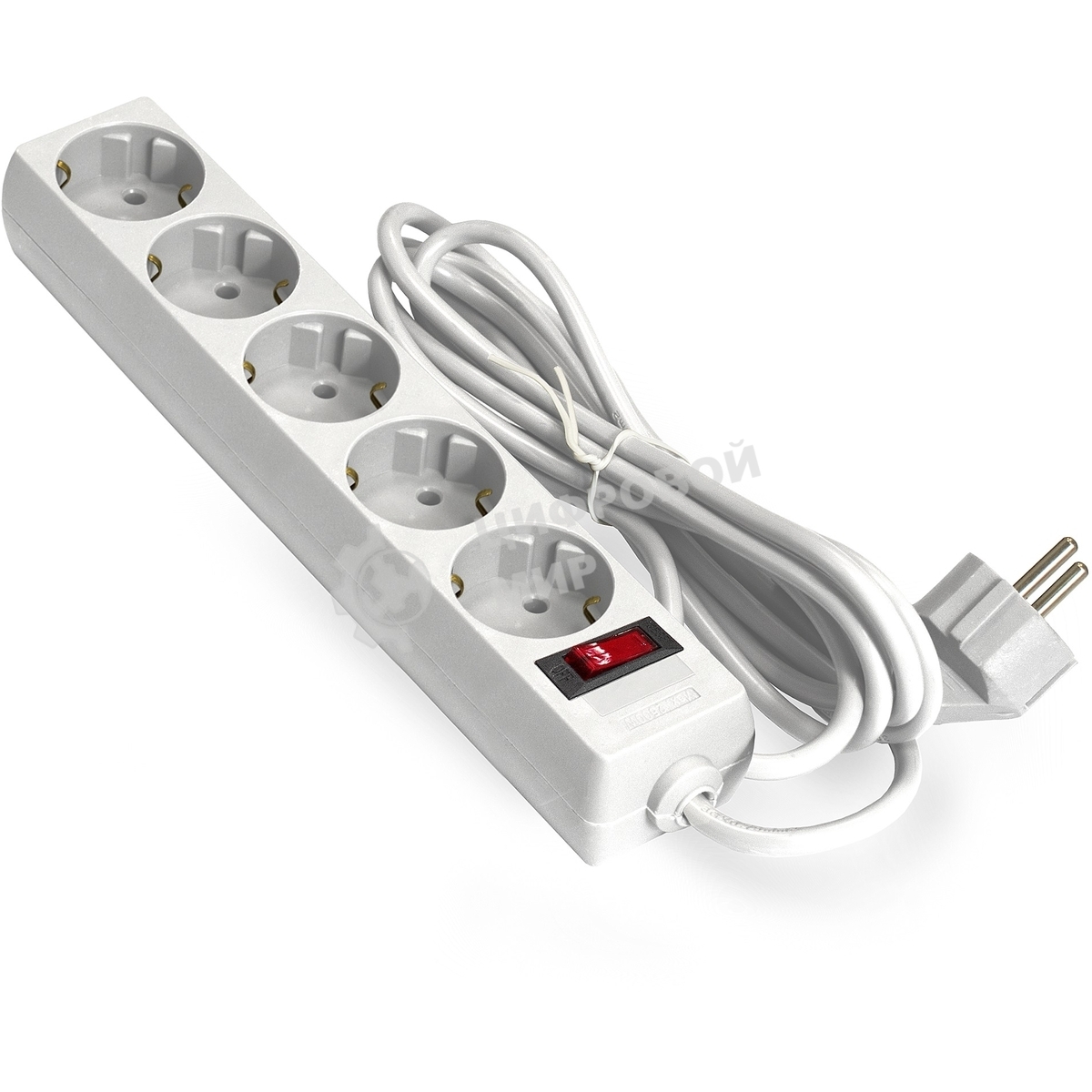 Удлинитель ExeGate EC-5-3W EX279360RUS белый, 3 м, евровилка, 5 розеток, 2200 Вт
