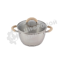 Кастрюля MALLONY Fortuna нержавеющая сталь, со стеклянной крышкой, матовый корпус ручки с силиконом, 2,5 л