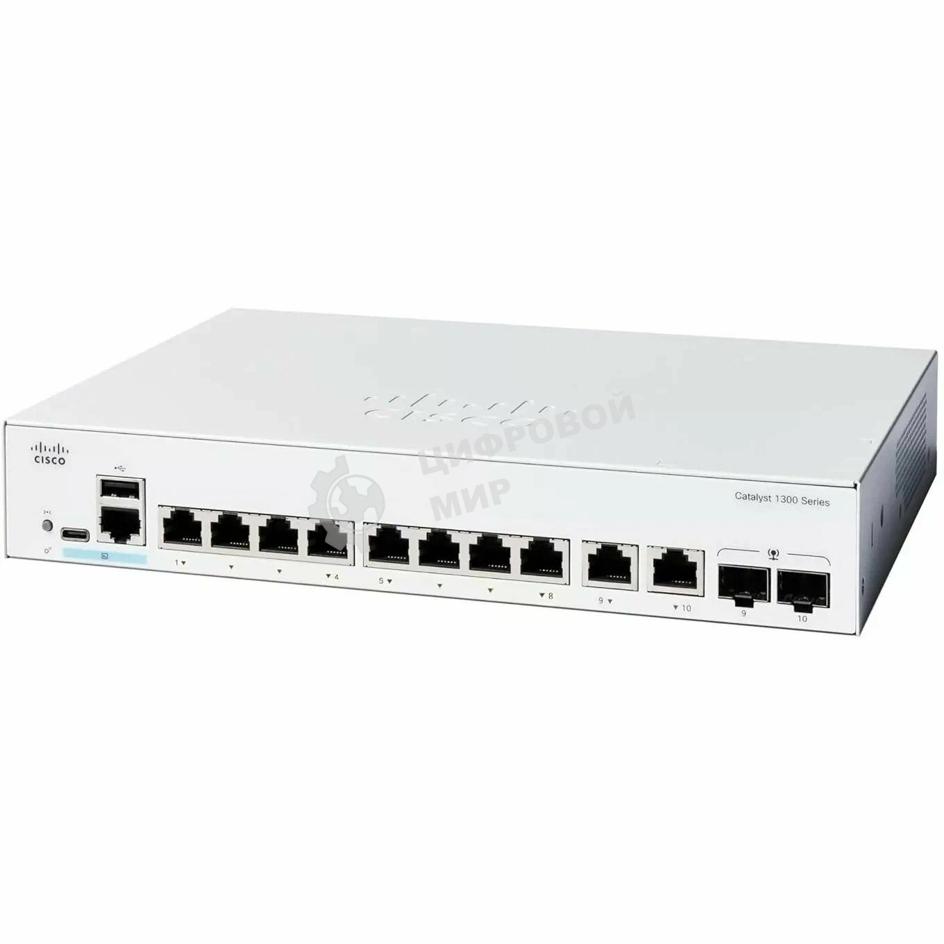 Коммутатор Cisco C1300-8T-E-2G, 8×1 Гбит/с + 2×1 Гбит/с Combo (RJ45/SFP), управляемый