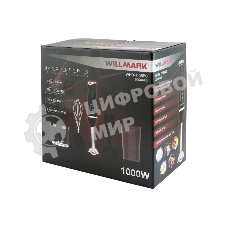 Блендер погружной Willmark WHB-1155BS(soft touch,стак.600мл.,венчик, нас.пюре,измельч, черный 1000W)